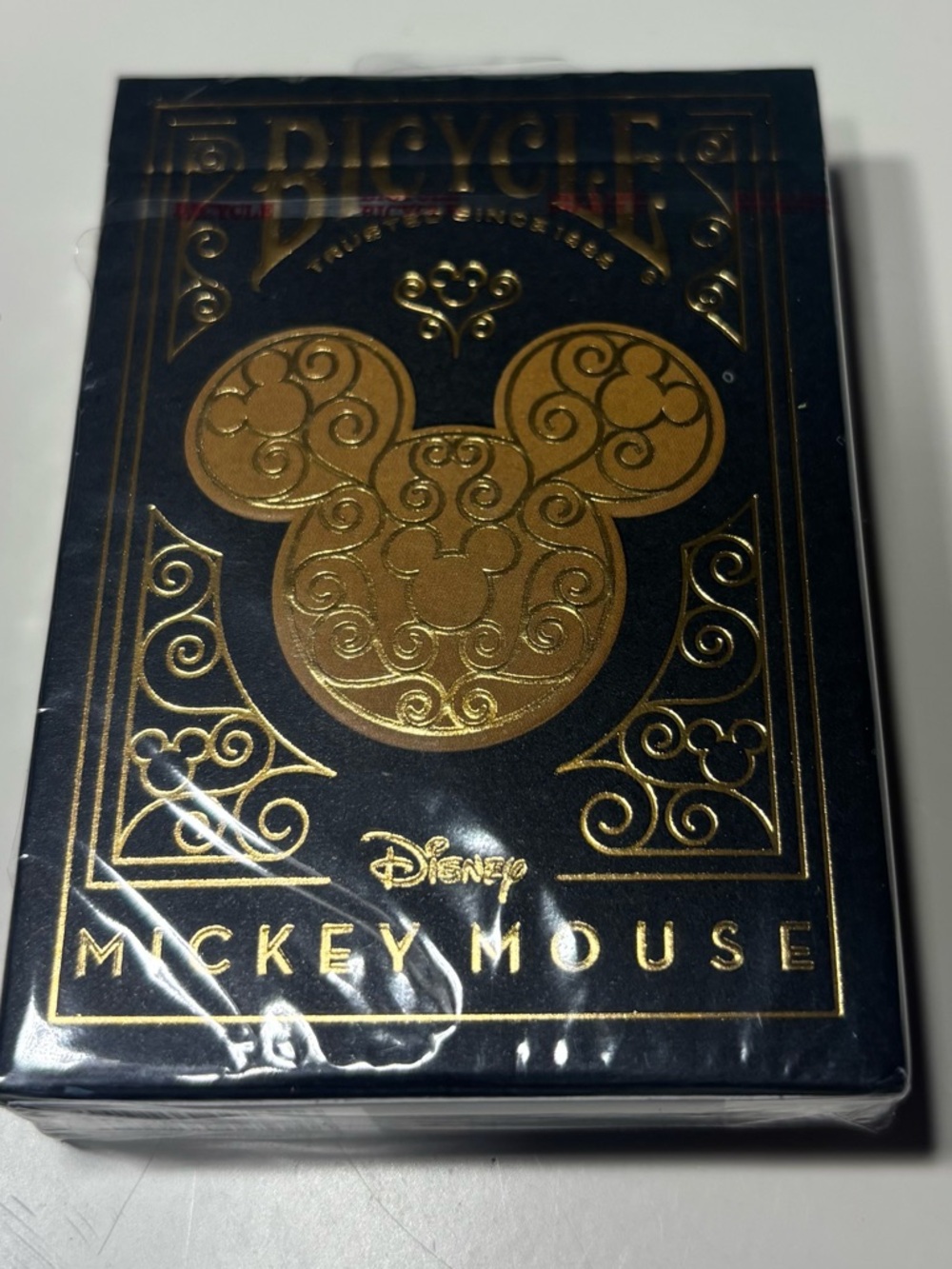 New Bicycle Disney Mickey Mouse Gold on Black Playing Cards